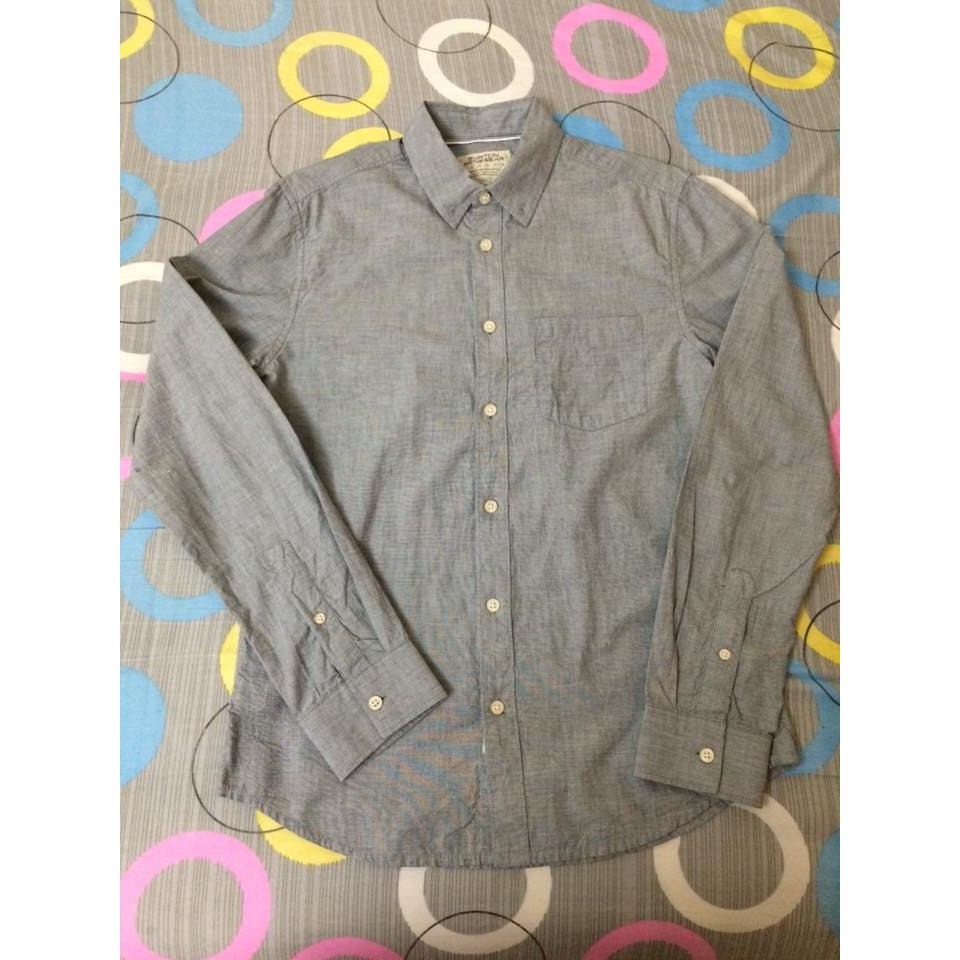 Burton Menswear London_LONG SLEEVE GREY TWILL SHIRT