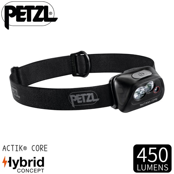 PETZL 法國 ACTIK CORE 超輕量高亮度頭燈《黑》/E099GA00/450流明/IPX4防水/悠遊山水