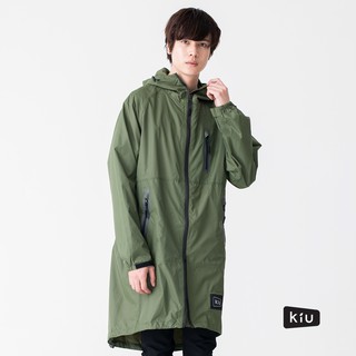 日本KIU 軍綠色116906 空氣感雨衣/時尚防水風衣 附收納袋(男女適用)