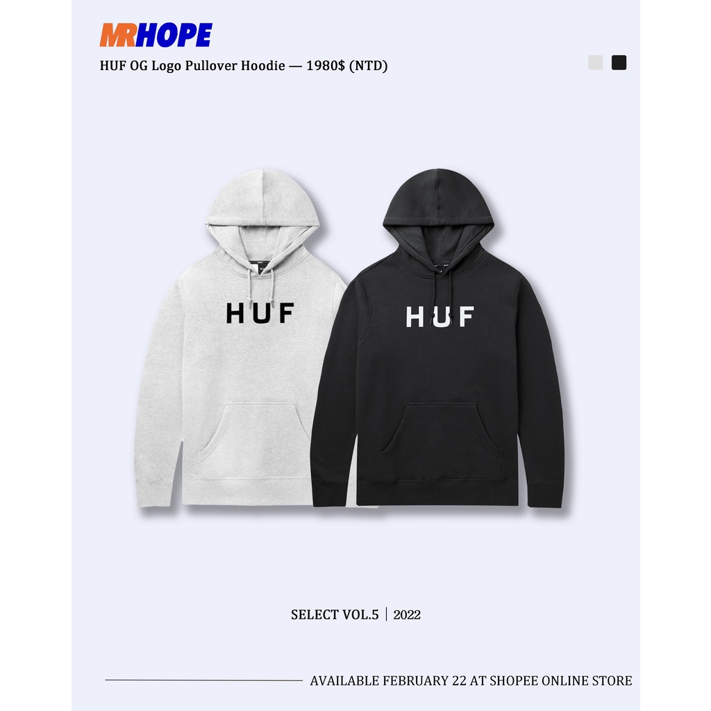 【MR.HOPE】洛杉磯 HUF Essentials OG Logo Pullover Hoodie 內刷毛 帽T