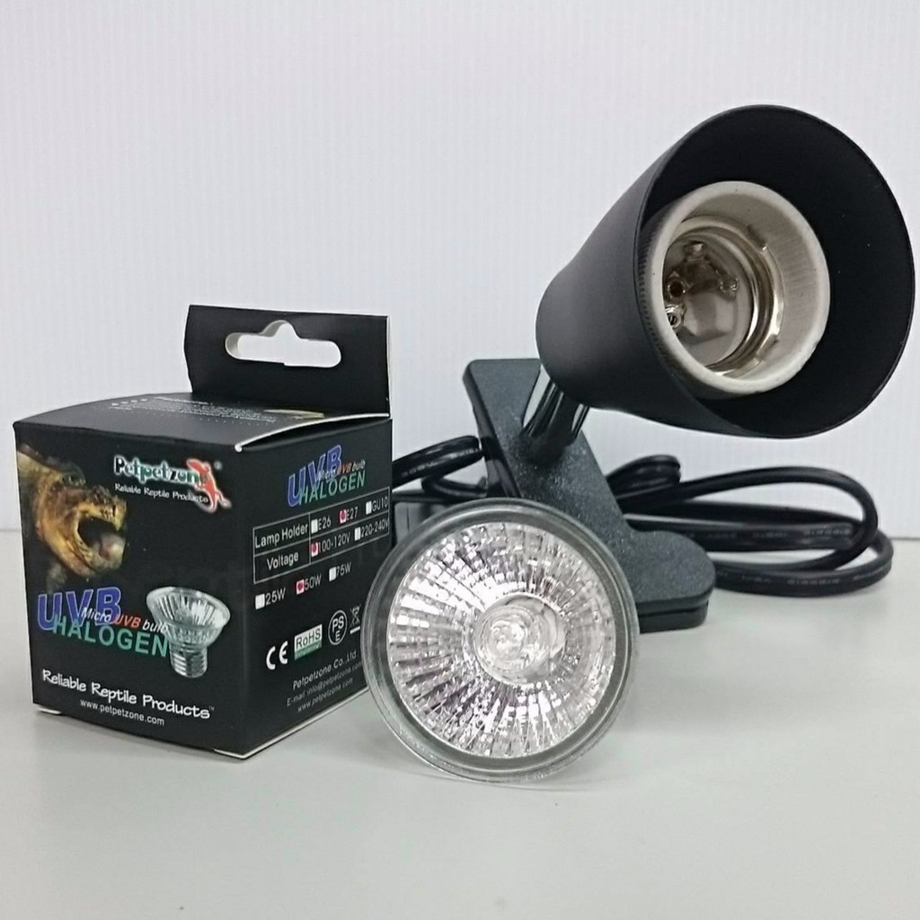 螺旋 迷你夾燈+uvb 3.0  燈泡50w  一組  曬背燈 保溫燈 加熱燈 爬蟲 寵物 烏龜 鳥 鼠