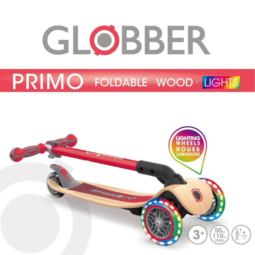 法國GLOBBER-哥輪步兒童2合1三輪摺疊滑板車木製版-共2色