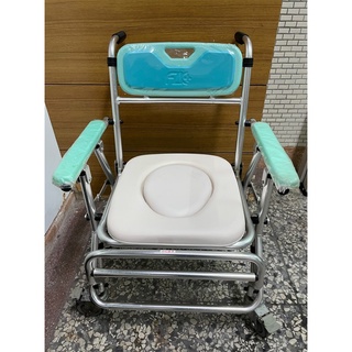 【富士康】FZK-4542 摺疊馬桶椅/便器椅/洗澡椅/便盆椅(綠色) 附輪可收合 <<台中豐原自取>>