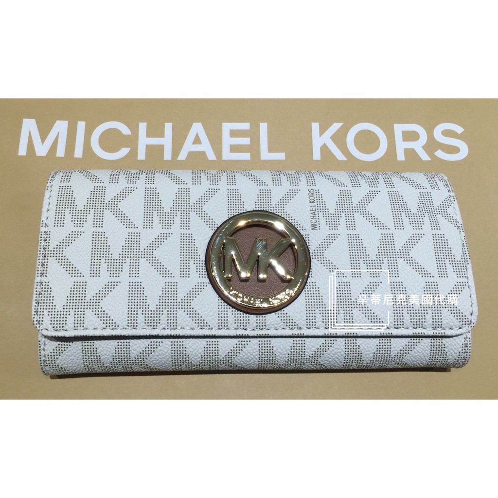 [辛蒂尼克美國代購]MK Michael Kors Fulton Flap 防刮PVC LOGO 開扣式長夾 現貨優惠價