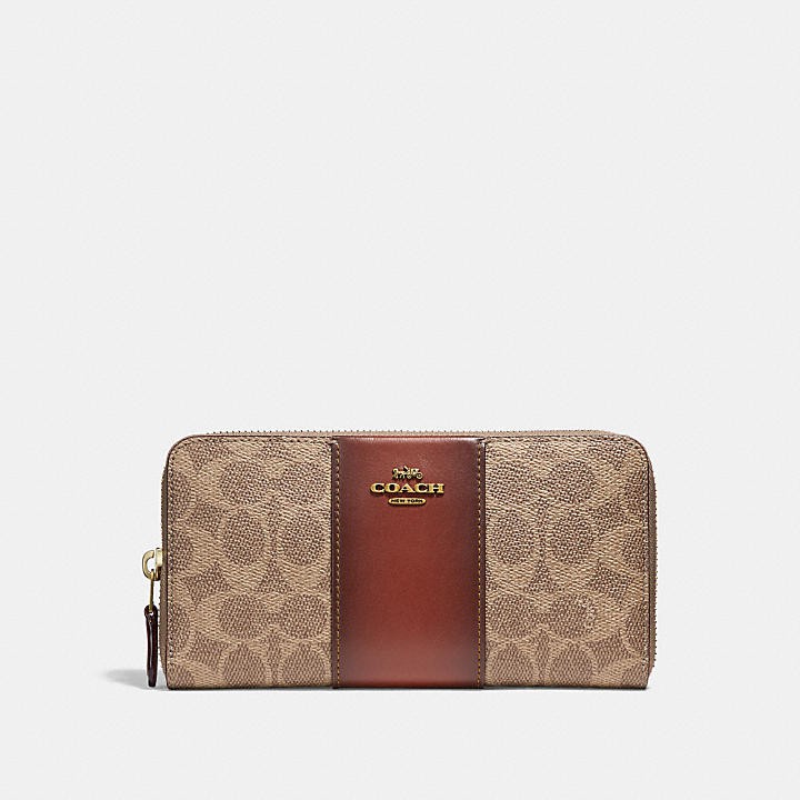 As代購 現貨 預購 Coach 31546 Accordion 撞色經典帆布拉鍊皮夾 蝦皮購物
