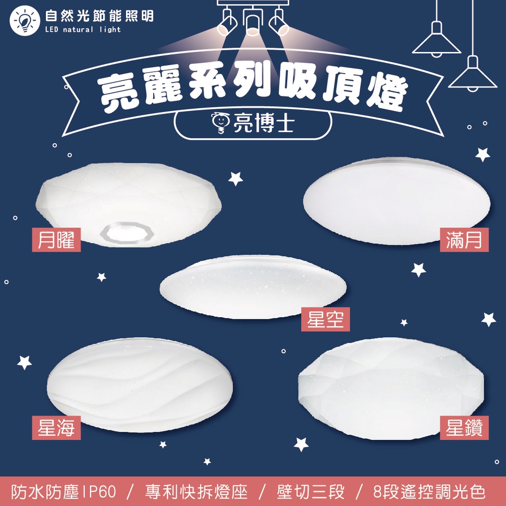 【自然光照明】 亮博士 LED 亮麗系列 吸頂燈 42/48/60w 遙控/壁切 星鑽/星空/滿月/星海/星晨/星羽