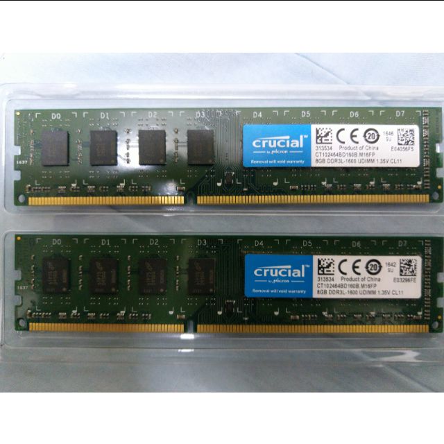 桌上型 記憶體 美光 cruclal DDR3-1600 16GB (2*8GB)