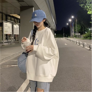 衣時尚 長袖衛衣 加絨加厚 圓領鹽系炸街bf港風外套衛衣女insME054 Y321 CF