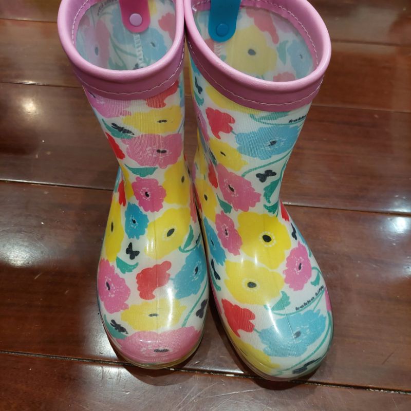 正日本 kukka hippo 兒童雨鞋～繽紛花園（19cm）
