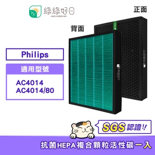 綠綠好日 抗菌 HEPA 濾芯 蜂巢顆粒 濾網 適 Philips 飛利浦 AC4014 AC4014/80 空氣清淨機