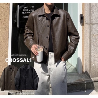 【CROSSAL1】韓國代購🇰🇷 復古皮革襯衫式外套 皮外套 皮革 皮革外套 襯衫 皮革襯衫 翻領襯衫 長袖襯衫 外套