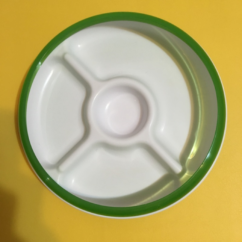 （極新二手出清）美國 OXO Tot Divided Plate 分類餐盤 幼兒餵食防滑4格餐盤-綠色款