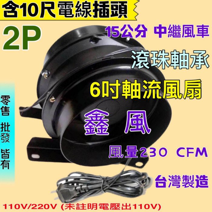 台灣製 6吋風機 模型噴漆專用 6吋 軸流扇 排風機 抽風機 鼓風機 導風管中繼站專用 抽風扇 排風 含10尺電線插頭