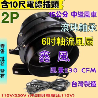 臺灣製 6吋風機 模型噴漆專用 6吋 軸流扇 排風機 抽風機 鼓風機 導風管中繼站專用 抽風扇 排風 含10尺電線插頭