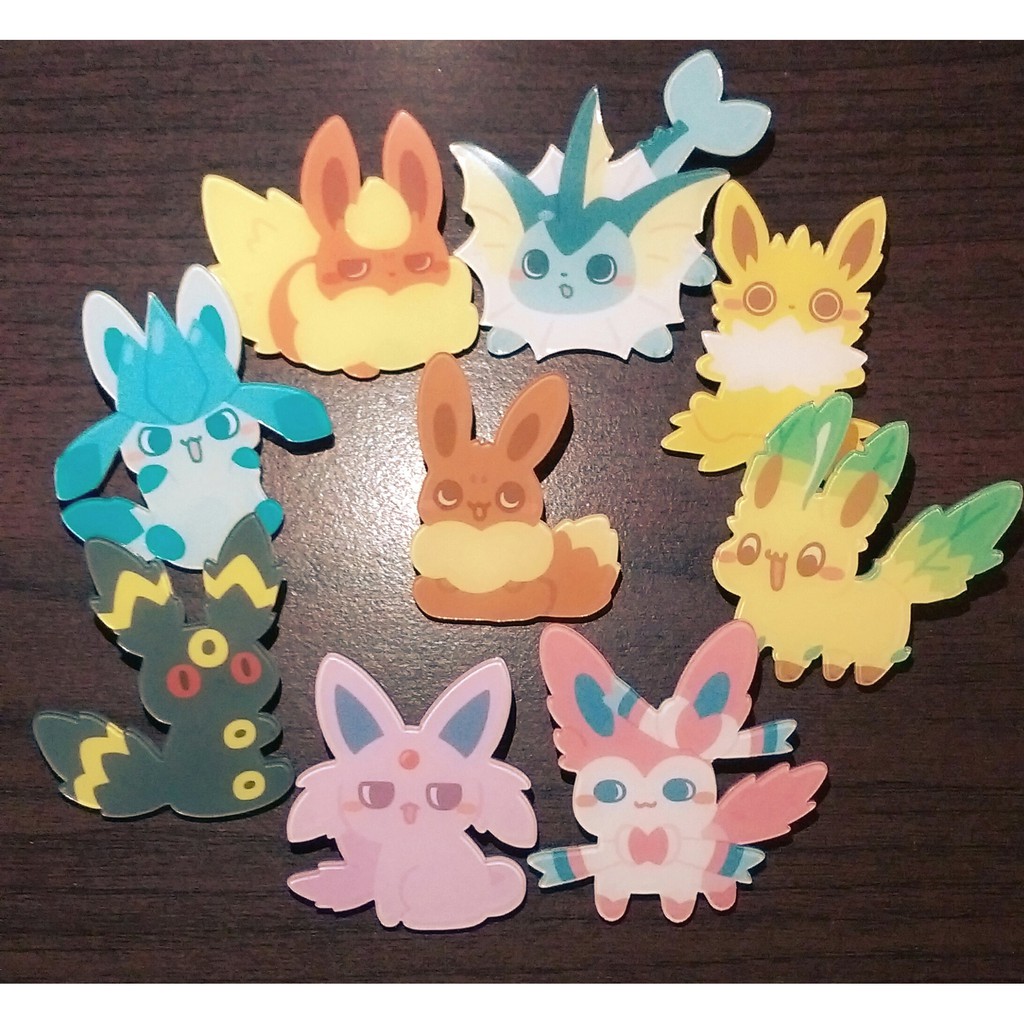 【狐蝶蘭】炸毛伊布家族 壓克力徽章 別針 火伊布 水伊布 雷伊布 葉伊布 冰伊布月伊布 仙子伊布 寶可夢朱紫 地平線