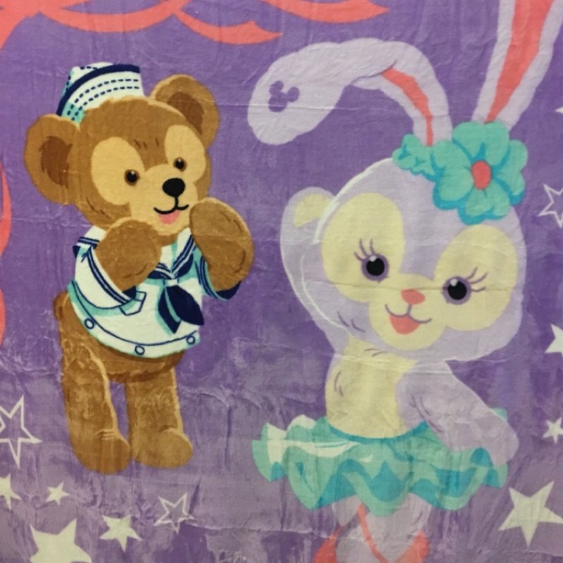 正版香港迪士尼達菲熊+史黛拉兔毛毯（120*150公分）