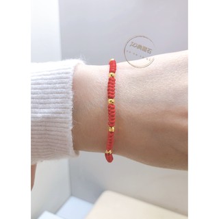 ✨JＤ典藏石✨銀樓黃金純金9999 鑽沙球 手工編織 紅繩 手鍊 手環 金飾時尚飾品穿搭 生日情人節禮物 銀樓售後服務