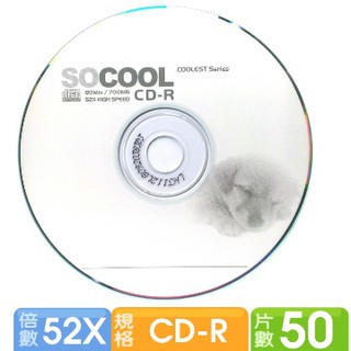 SOCOOL CD-R 80MIN 700MB 50*2=100片裝