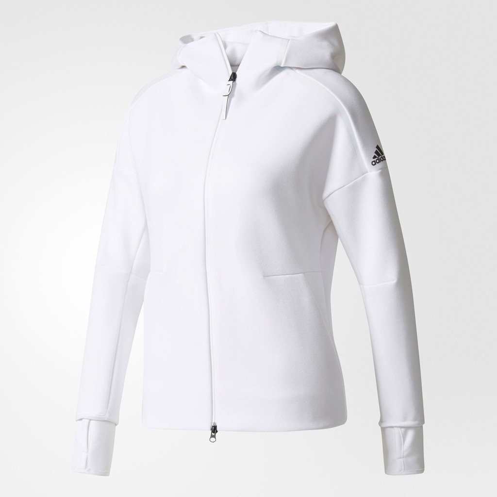 【紐約范特西】現貨 Adidas Z.N.E HOODIE CF9730 全白黑標 女運動連帽外套