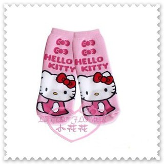♥小花花日本精品♥Hello Kitty 襪子棉襪長毛巾直版襪直筒襪淡粉色大臉造型坐姿蝴蝶結台灣製 77715708
