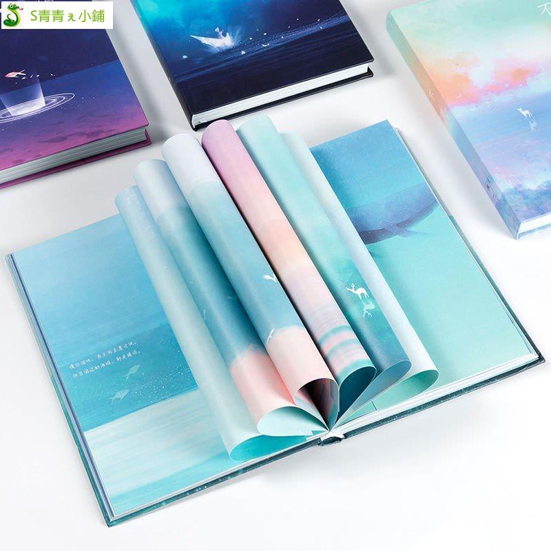 潮流熱銷 獨一手賬本可愛韓版彩頁插畫日記本手帳本厚復古少t女心筆記本子 蝦皮購物