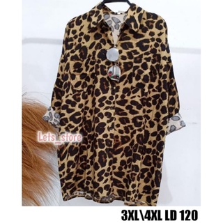 Kemeja 女式襯衫 Leopard Macan Jumbo Bigsize 長袖 LD120