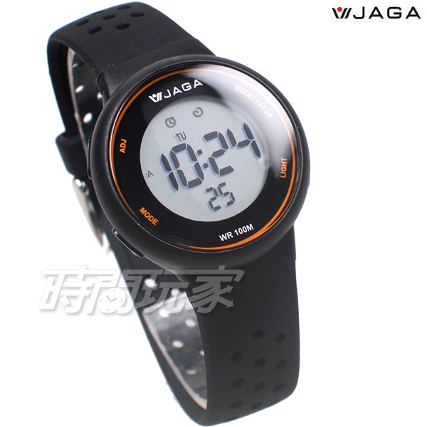JAGA 捷卡 M1214-A(黑) 休閒多功能大液晶運動電子錶 游泳用 女錶 男錶 學生錶【時間玩家】