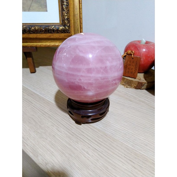 [瑕疵出清]粉紅色風水球大理石球招桃花神器玄關擺飾