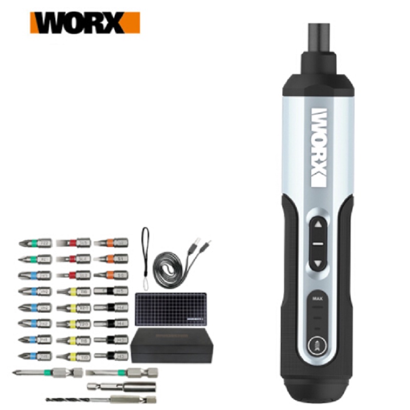 Worx WX240 迷你電動螺絲刀套裝智能無繩電動螺絲刀 USB 可充電手柄, 帶 28 位套裝