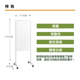 PLUS 台灣普樂士PWG-0514DSK-EU 移動式雙面告示屏風白板/一片(本產品體積尺寸不適用店到店)