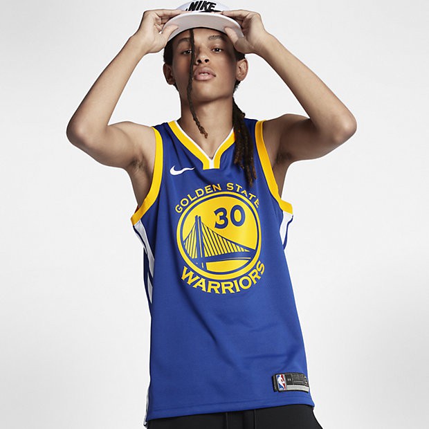 NIKE STEPHEN CURRY 男裝 上衣 球衣 籃球 NBA 金洲 勇士 藍【運動世界】864475-495