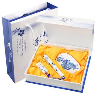 青花瓷陶瓷筆無線滑鼠隨身碟三件套裝 節日商務禮品 實用創意禮品 中國風 8G