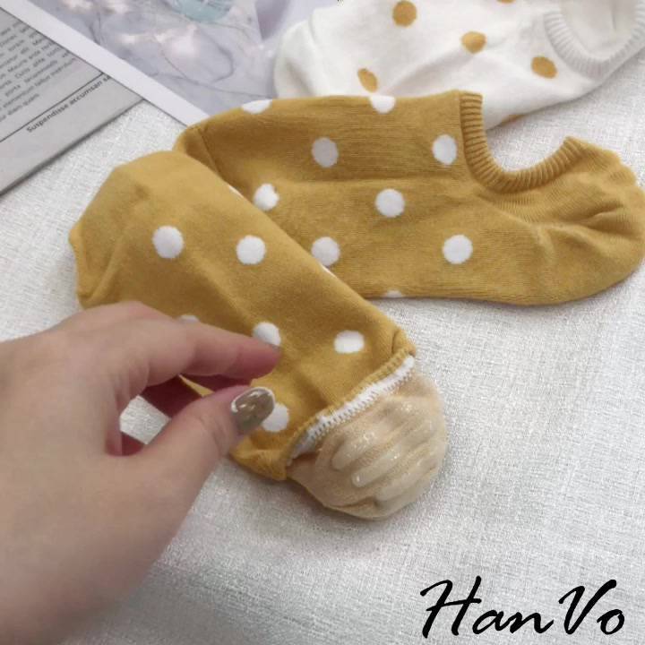 【HanVo】超可愛日系點點帆船襪 基本百搭隱形襪 可愛印花短襪 女生襪子 女生配件 6105