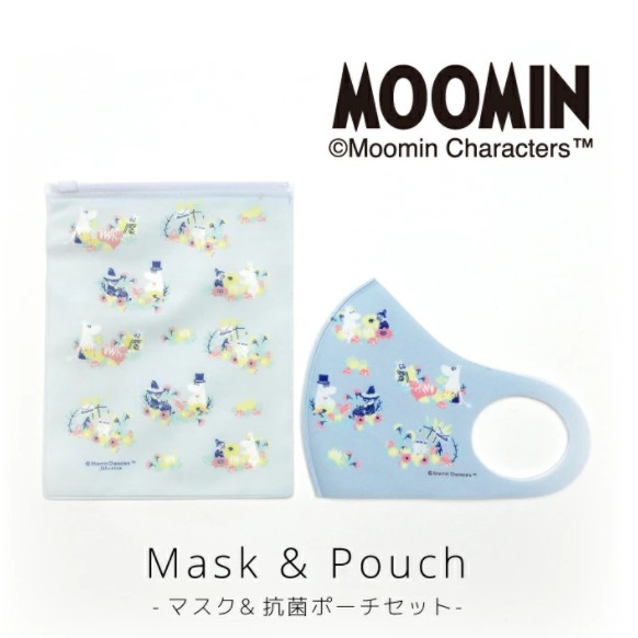 現貨抗菌抗UV花粉症口罩跟夾鏈收納袋可清洗重複使用材質柔軟舒適Moomin嚕嚕米四種嚕嚕米花色可選可愛有趣日本代購