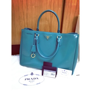 二手 Prada Saffiano Lux Shopping Tote 湖水綠 （大）