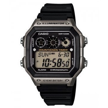 【八度空間】CASIO AE-1300WH-8.防水100米、世界時間、計時碼錶