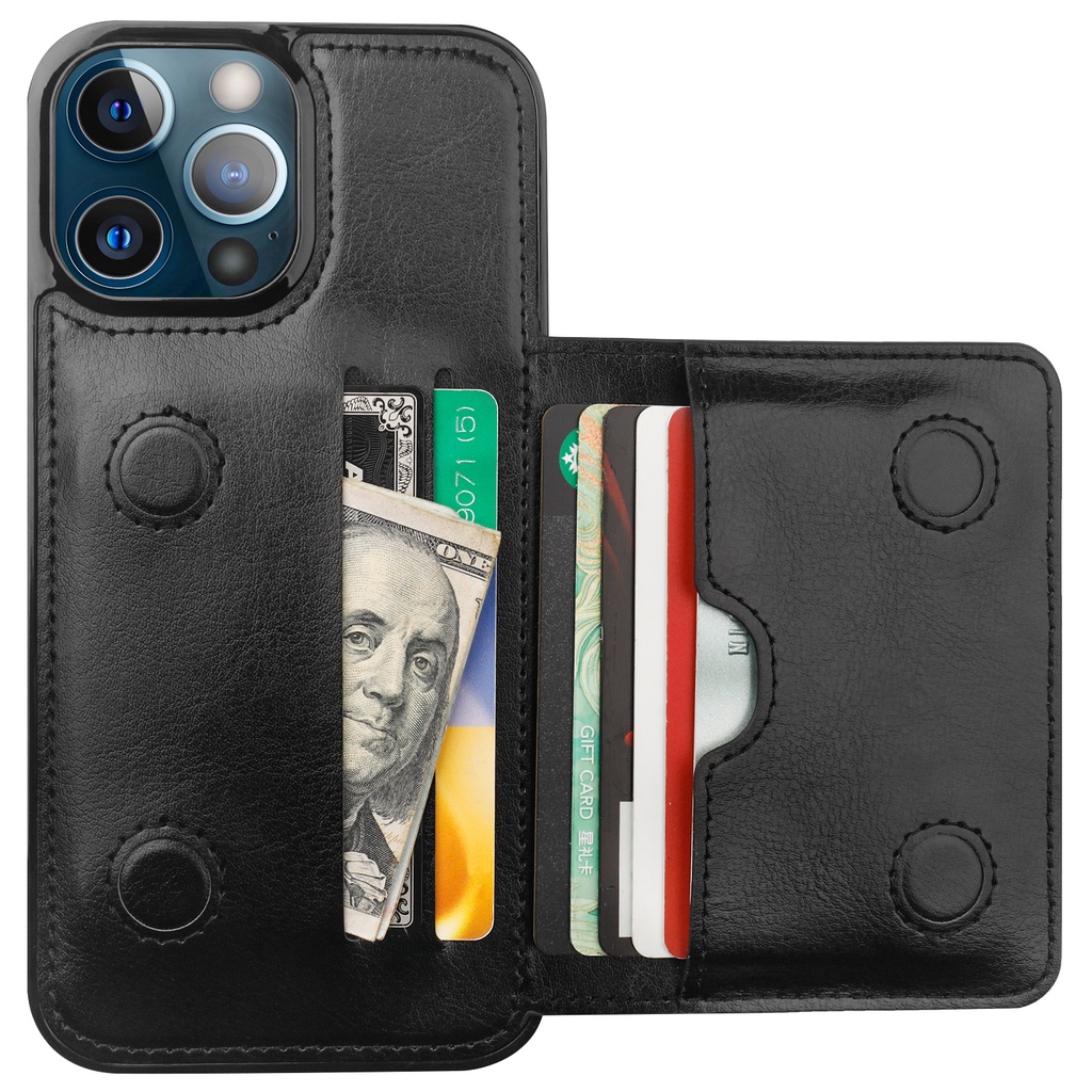 錢包式保護套信用卡夾,高級皮革支架耐用防震保護套,適用於 iphone 13 Pro Max/iphone 12/11/