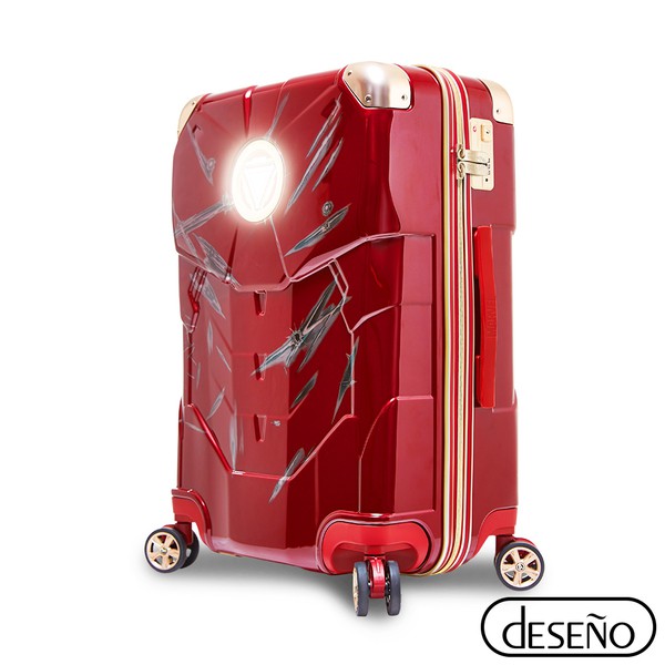 Marvel 漫威年度限量復仇者20吋 拉鍊行李箱-鋼鐵人戰損版(印度紅)