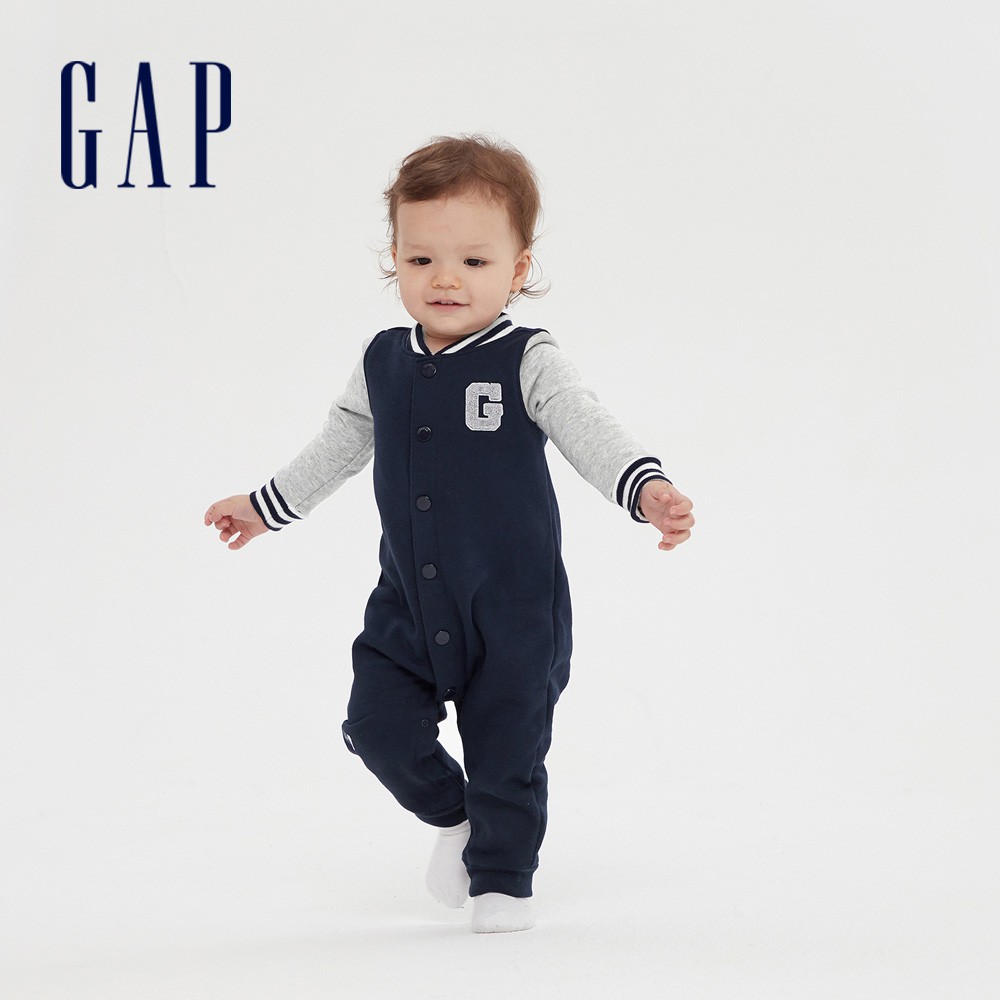 Gap 嬰兒裝 Logo暗釦包屁衣-海軍藍(599859)