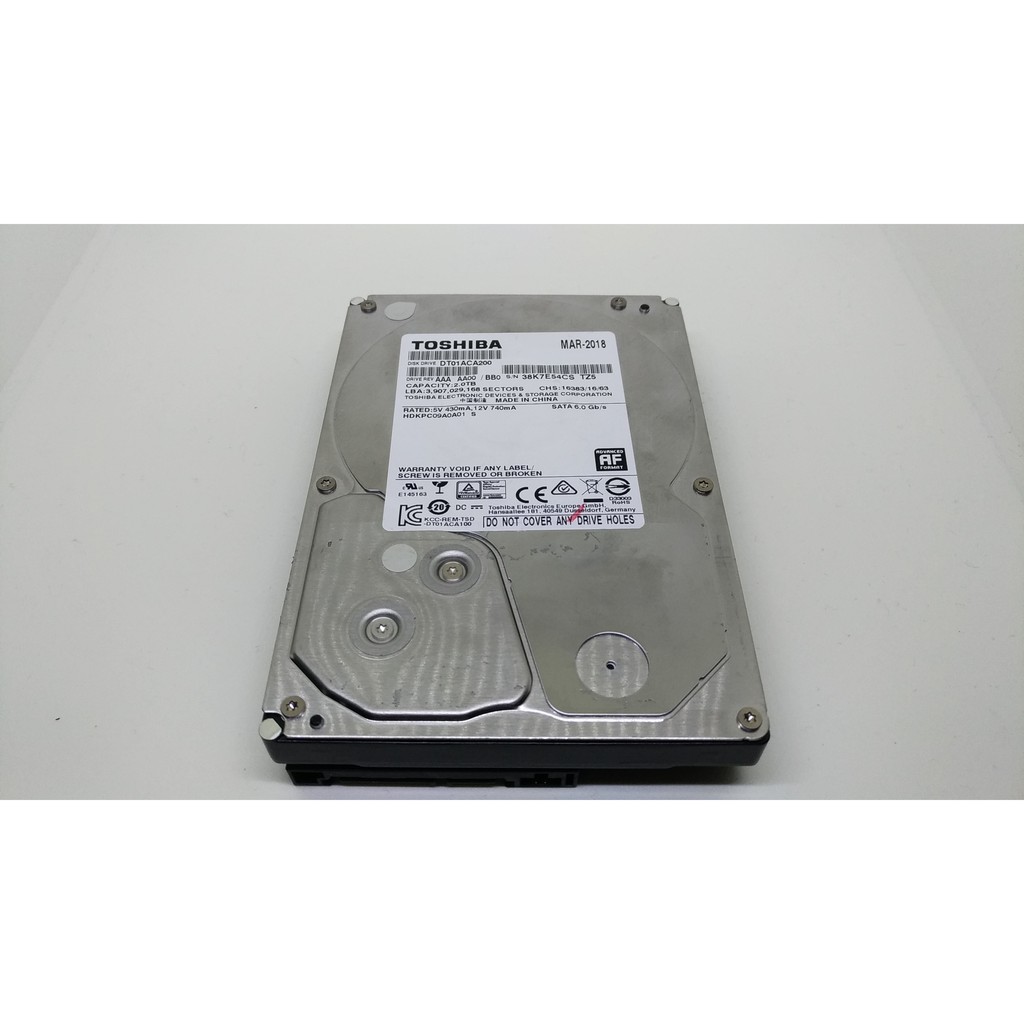 Toshiba 東芝 2TB DT01ACA200 SATA3 64MB 3.5吋 桌電 硬碟