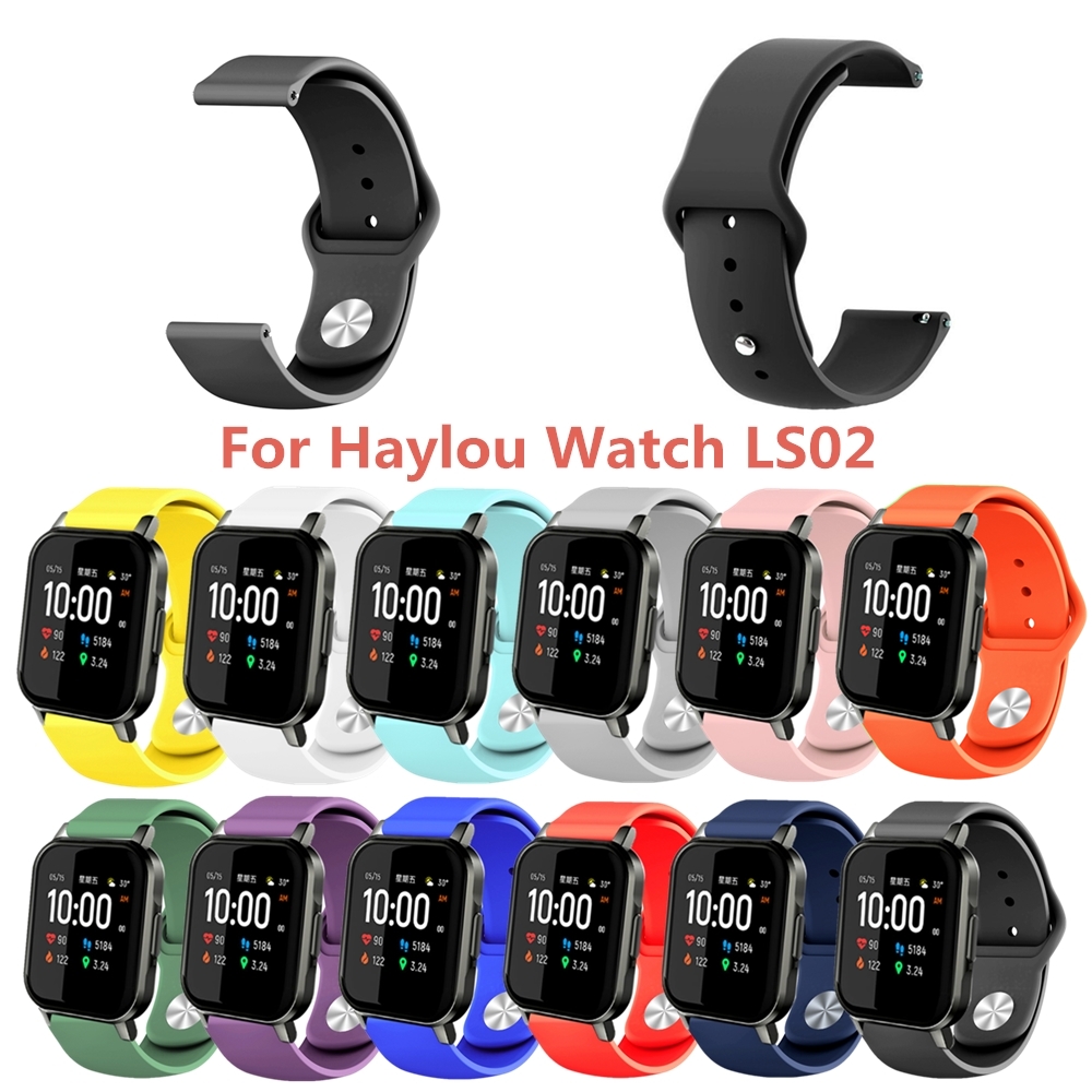 限時促銷適用於 小米 Haylou Solar LS02 單色反扣硅膠替換錶帶 20mm錶帶