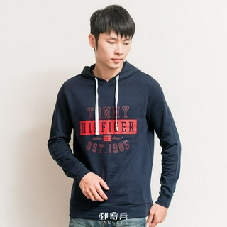 郵寄兵．現貨 TOMMY HILFIGER 男版 簍空方塊文字LOGO 帽T 薄帽T 長袖 上衣 連帽 現貨