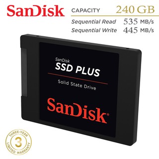 SanDisk 代理商公司貨 240GB SSD PLUS 2.5吋 SATA3 固態硬碟 輕薄設計