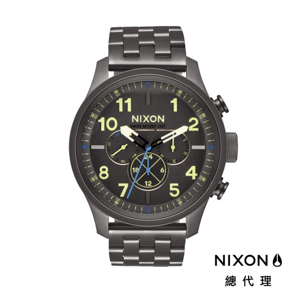 NIXON SAFARI DUAL 煙硝灰 鋼錶帶 手錶 男錶 女錶 正裝錶 雙時區 個性時尚 A1081-1418
