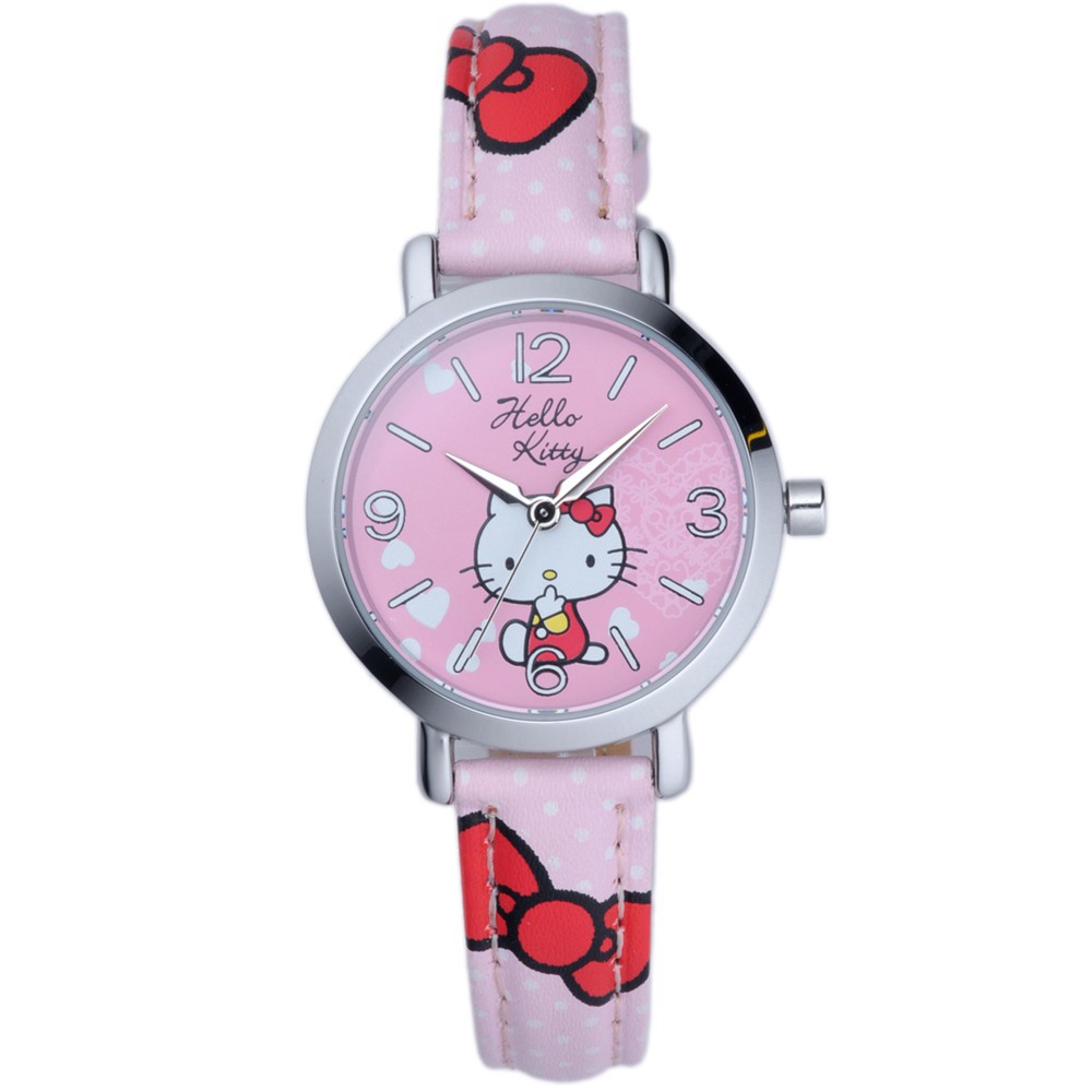 正版 日本機芯 HELLO KITTY 凱蒂貓甜心蝴蝶結造型手錶-粉紅/29mm KT002LWPP