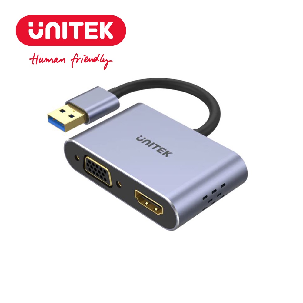 UNITEK USB 3.0 轉 HDMI 和 VGA 1080P 轉接器(Y-V1304A)