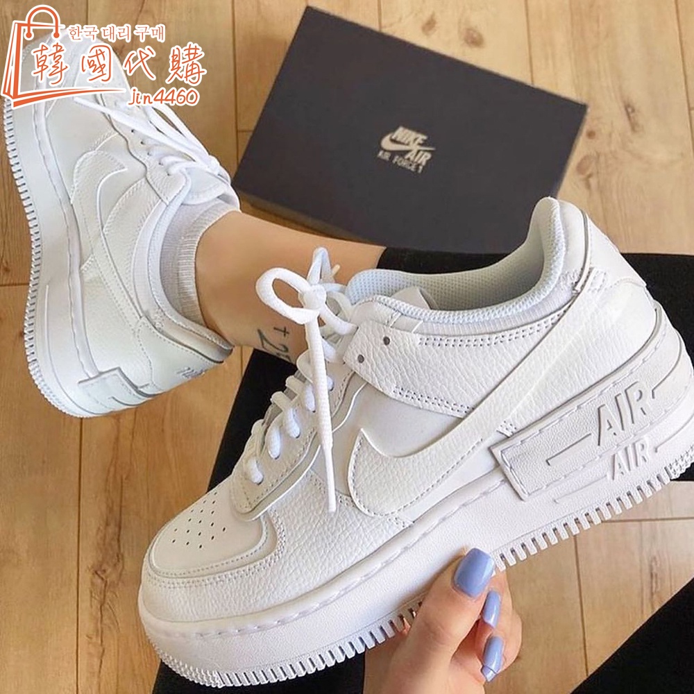 韓國代購Nike Air Force 1 LOW Shadow 白色男女同款休閒鞋平底鞋增高鞋CI0919-100 | 蝦皮購物