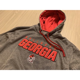 喬治亞大學鬥牛犬 champion NCAA GEORGIA BULLDOGS 灰底/LOGO刺繡配色 連帽T恤