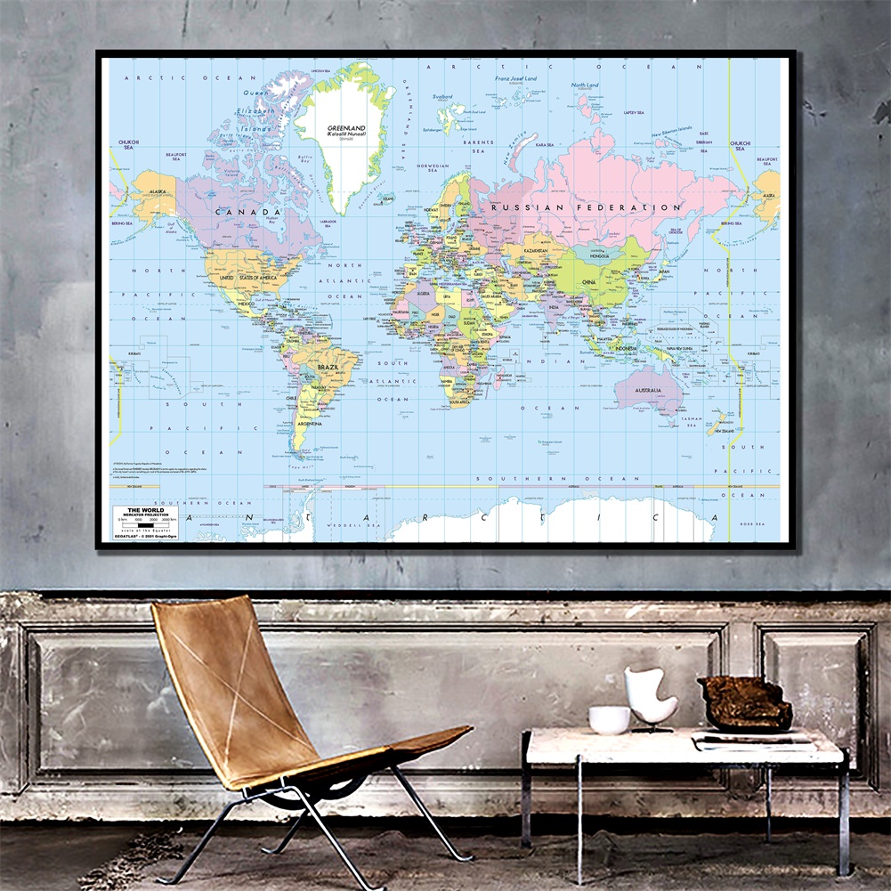 經典世界地圖教育地圖海報壁掛掛毯背景布攝影背景打印裝飾 --90 * 60cm