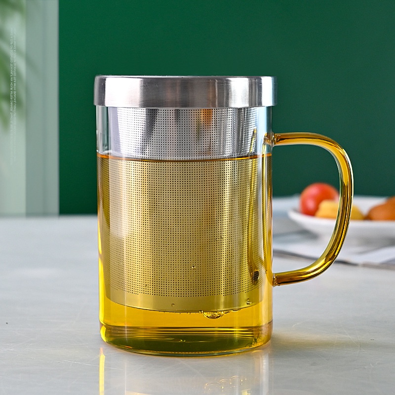 耐熱玻璃茶杯茶水分離泡茶杯 帶不銹鋼濾網馬克杯水杯現貨